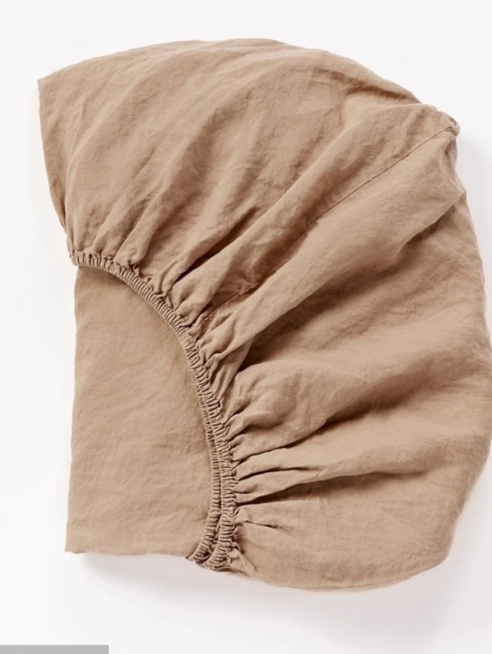 Coyuchi Relaxed Organic Linen Fitted Sheet in Doe Camel Sz Full, NWT!